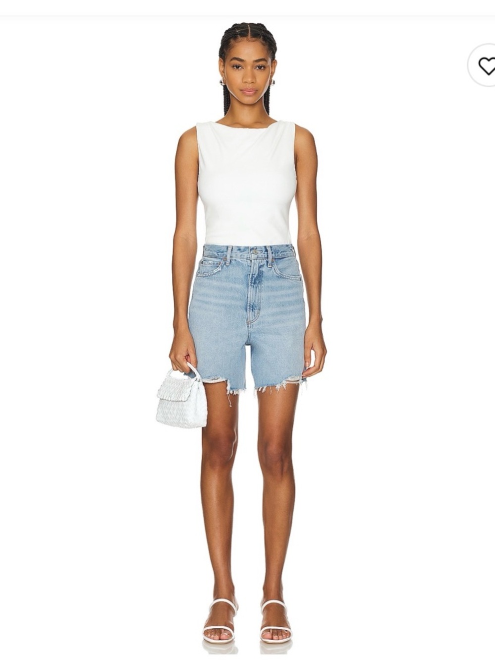 Agolde Stella Blue High Waist Distressed Denim Shorts